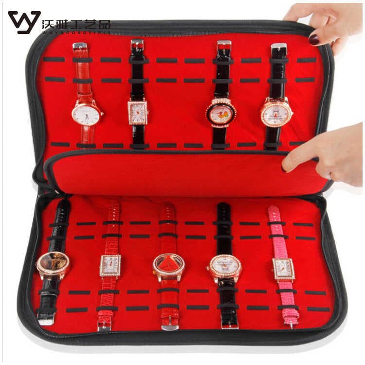 Bandeja de flanela para armazenamento de relógio, portátil, 20 bits, saco de embalagem, caixa de exibição de 20 bits, sa