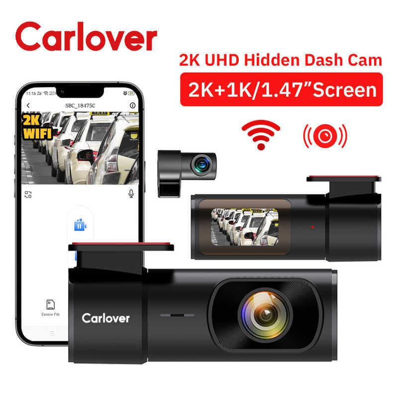 Novo estilo 5cm gravador de condução 2K HD frente traseira dupla gravação WiFi carro 5cm gravador condução