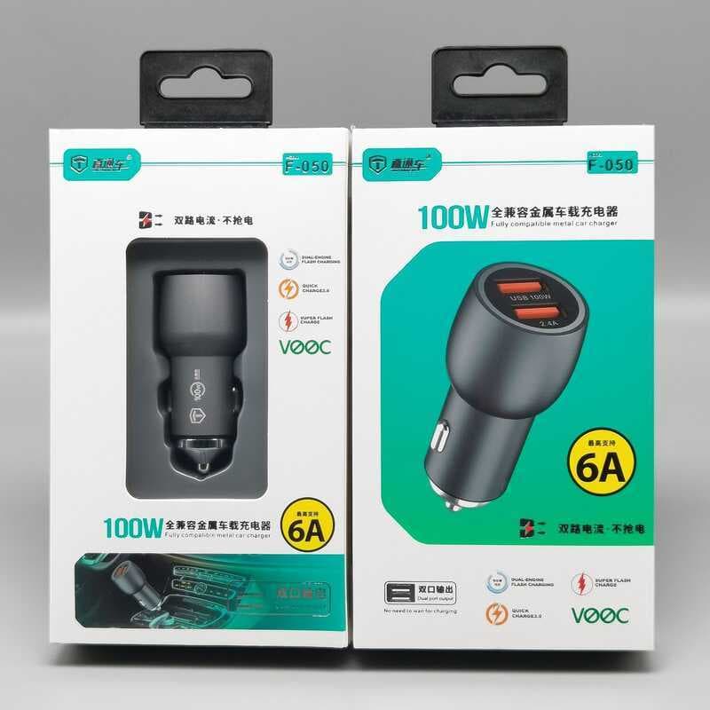 Carregador Xxydi F050 100W carregador de carro 6A liga alumínio dupla porta USB totalmente compatível carregador Flash c