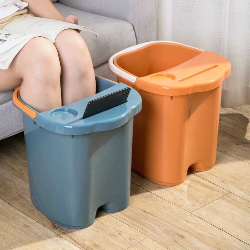 Banho de pés de plástico para banho de pés, dormitório doméstico, massagem sobre o joelho, banho de pés altos e profundo