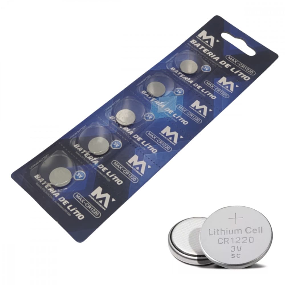 Kit 5 Baterias CR1220 3V Lítio Maxmidia | Alta Durabilidade e Desempenho