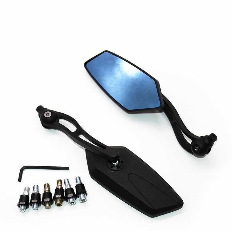 Espelho retrovisor modificado para veículo elétrico, com 6 parafusos, acessórios universais, espelho de vidro azul, hast