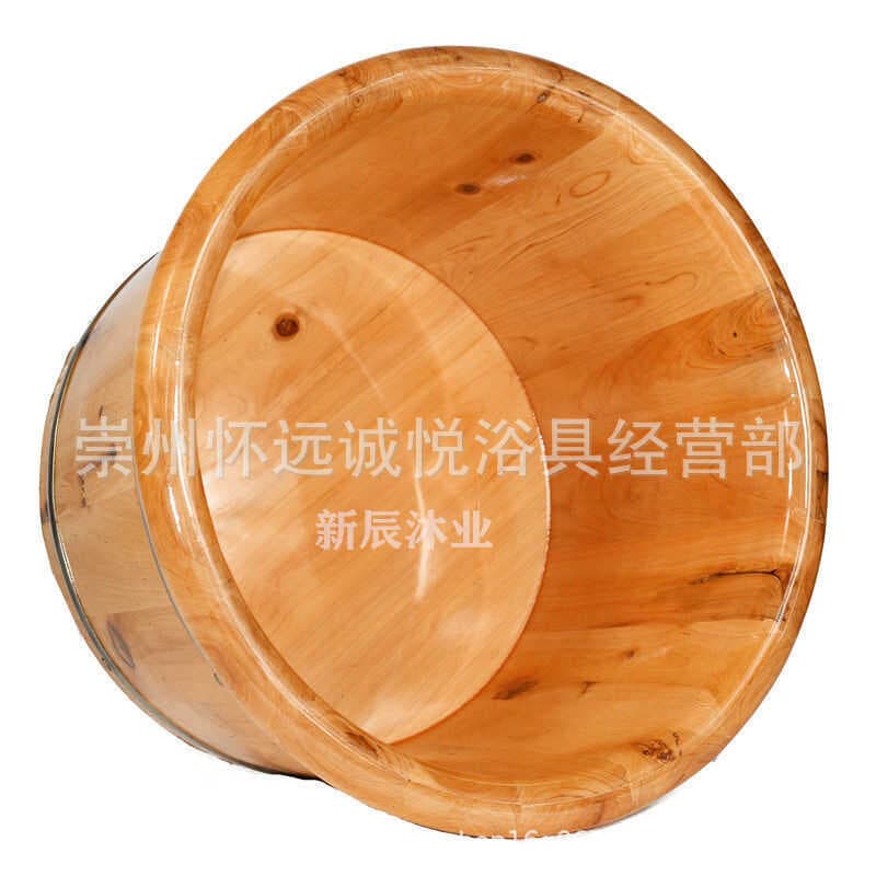26cm de alta madeira cipreste borda redonda pé banho bacia de madeira pé banheira pé lavagem barril de madeira maciça pr