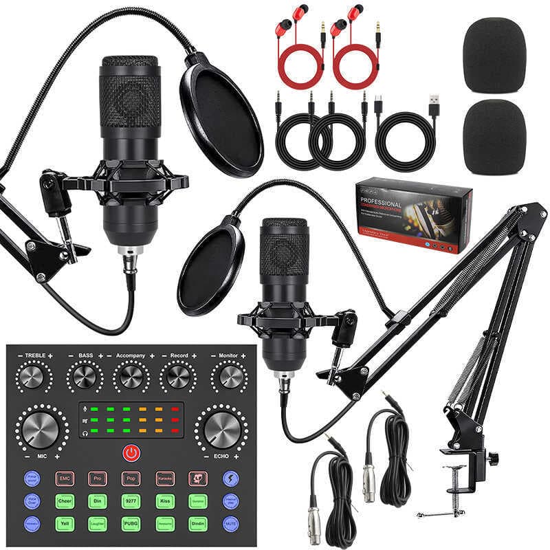 BM8 Condensador Microfone Duplo v8s Microfone Inglês Equipamento de Placa de Som Conjunto Completo de Gravação de Comput