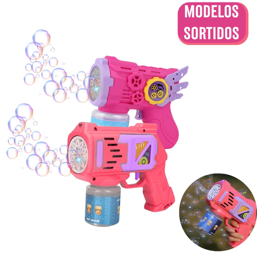 Brinquedo Pistola Bubble Gun Arminha de Bolhas de Sabão Automática Sortidos ROSA