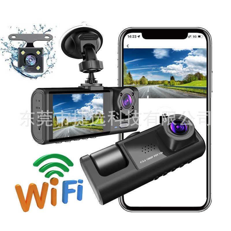 Gravador de condução WiFi de 3 lentes HD 1080P de venda quente CARRO caixa preta DVR