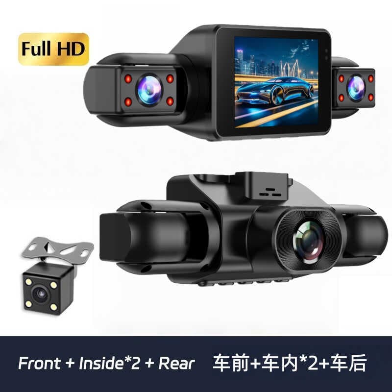 4 gravação no mesmo Display gravador de condução HD visão noturna gravador de carro vídeo reverso de quatro lentes