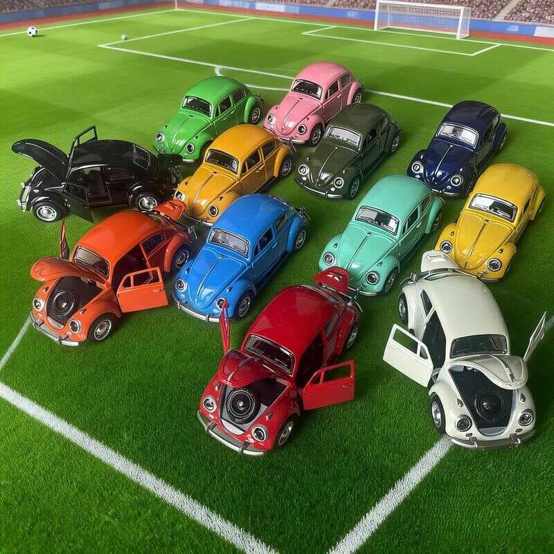 Miniatura Fusquinha Carrinho De Ferro Fusca Fricção Abre Porta