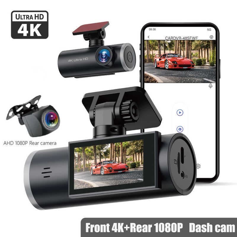 Gravador de condução de lente dupla HD 4K Visão noturna Loop Vídeo Monitoramento de estacionamento de carro