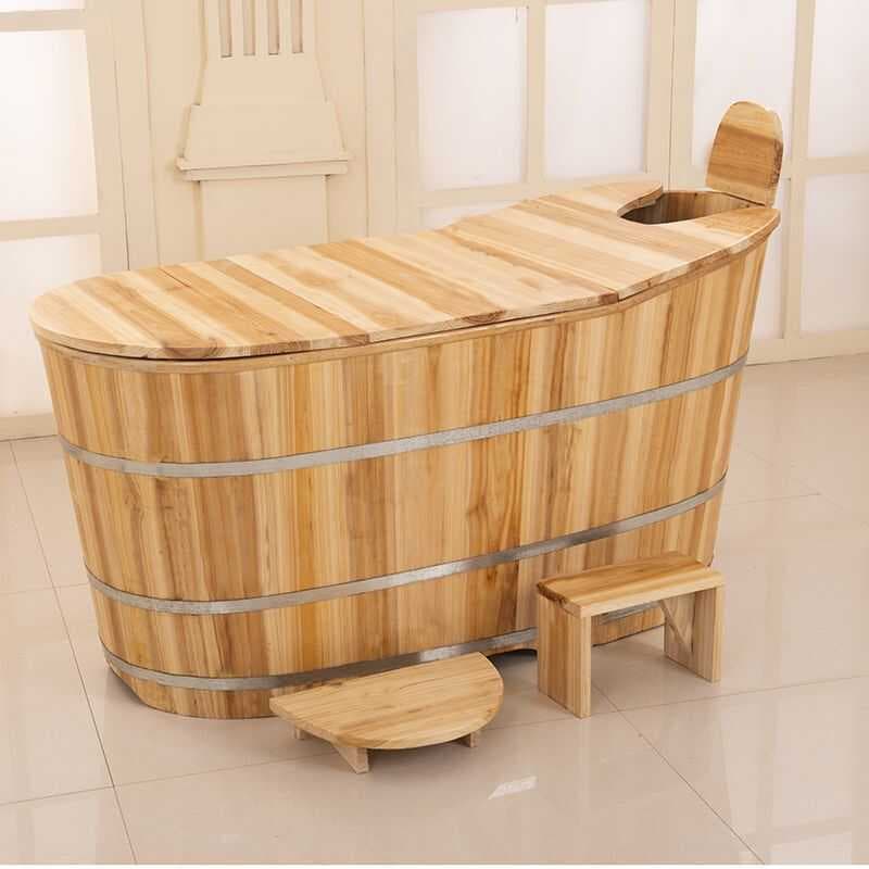 Barril de madeira para banho grosso, barril de banho para adultos, corpo inteiro, banheira doméstica, madeira sólida, va