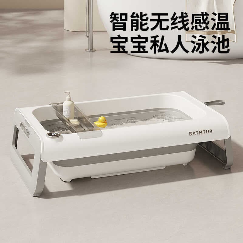 Banheira para bebês com sensor de temperatura, banheira dobrável para bebês recém-nascidos