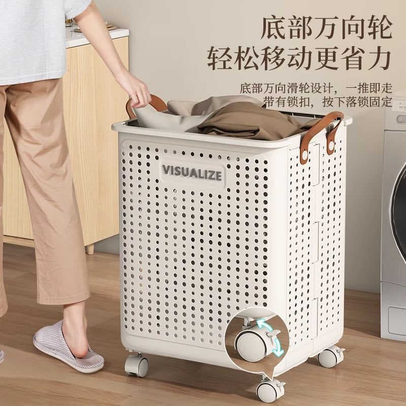 Cesta de roupas sujas para uso doméstico, cesta dobrável para roupas sujas, banheiro, grande capacidade, rodas, simples,