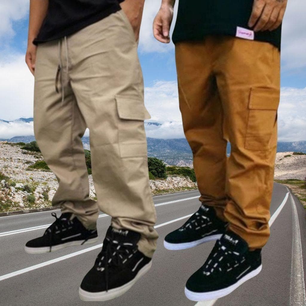 Calça Cargo Mesculino Masculina 6 Bolsos skate Larga Fechamento Cordão Outlet de fábrica