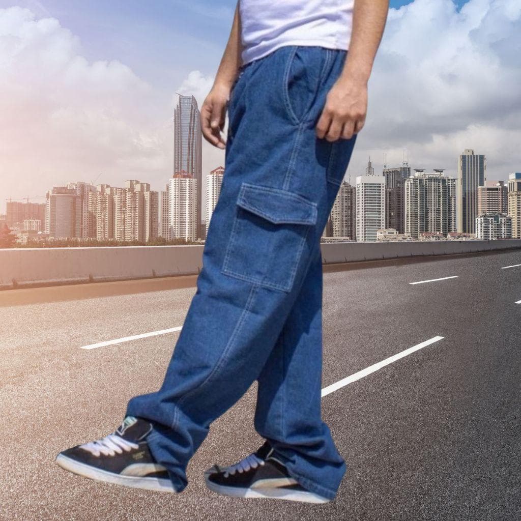 Calça Cargo Mesculino Masculina 6 Bolsos skate Larga Fechamento Cordão Outlet de fábrica