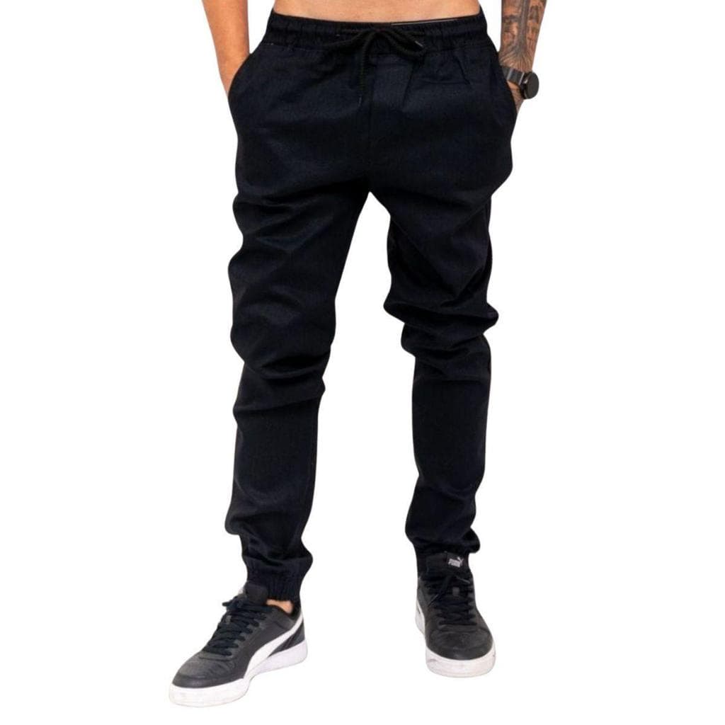 Calças Jogger Jeans Sarja Masculina Com Punho Premium Qualidade Moda Homem Estiloso Loja De Fábrica