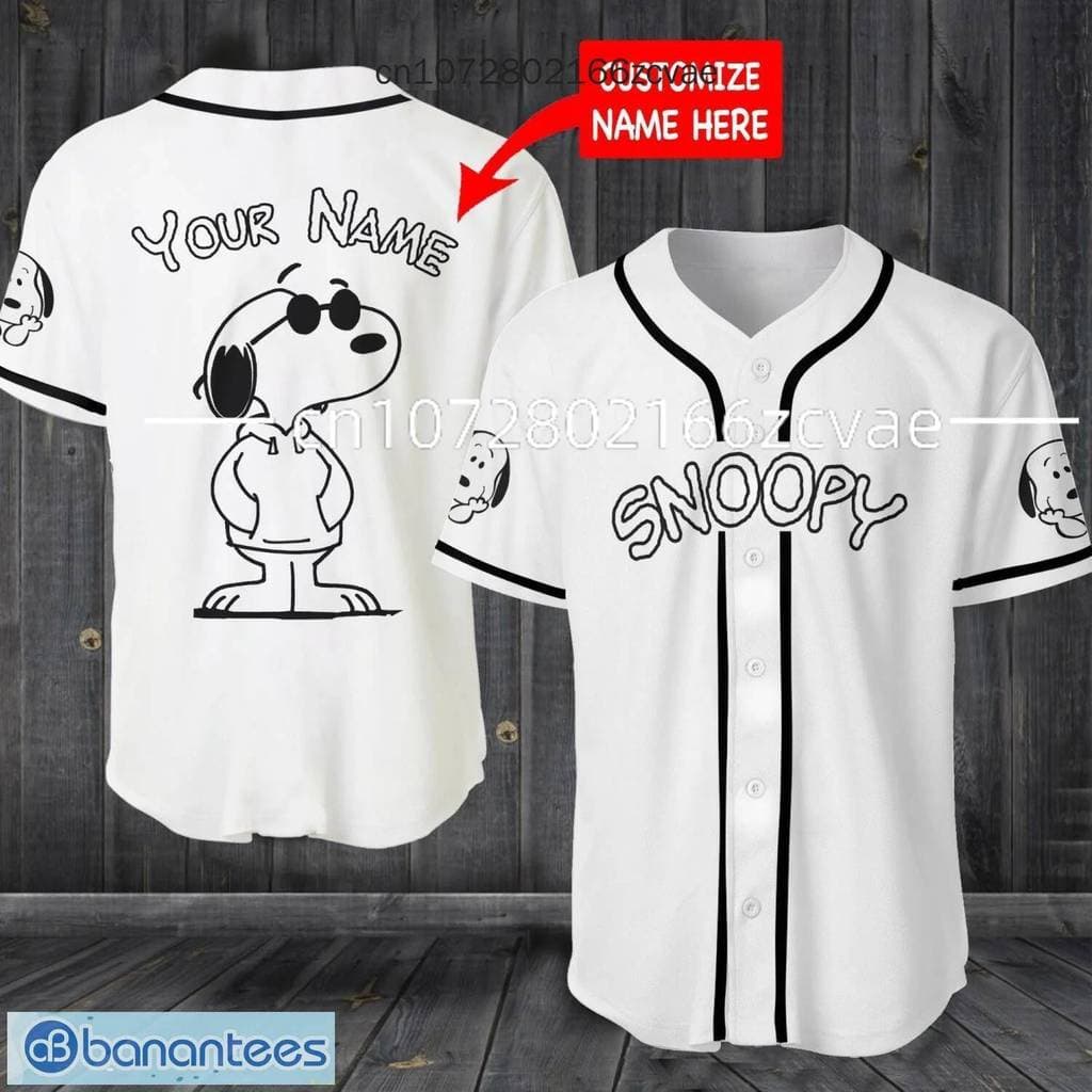 Verão Snoopy Baseball Jersey Cartoon Casual Férias Bonito Camisa De Beisebol Oversized Adultos