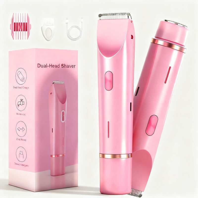 Senhoras barbeador removedor de pêlos elétrico dupla cabeça máquina de cortar cabelo peças privadas removedor de pêlos p