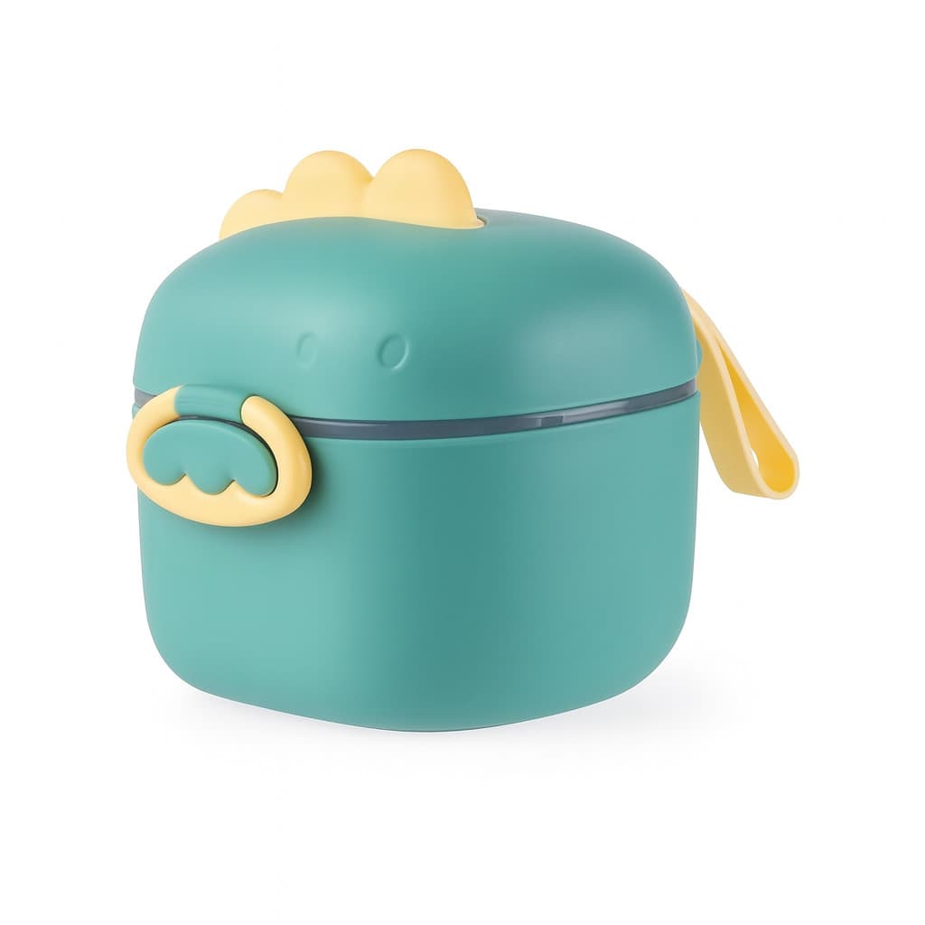 Pote Dosador de Leite em Pó Infantil e Colher Medidora Verde