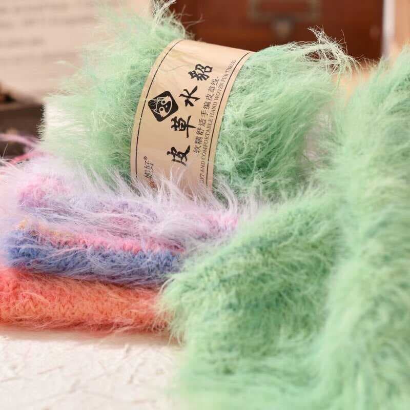 Pele de vison velo longo lã mão fio misto cachecol lã diy pacote Material fio do bebê Coral velo Phoenix para baixo fio