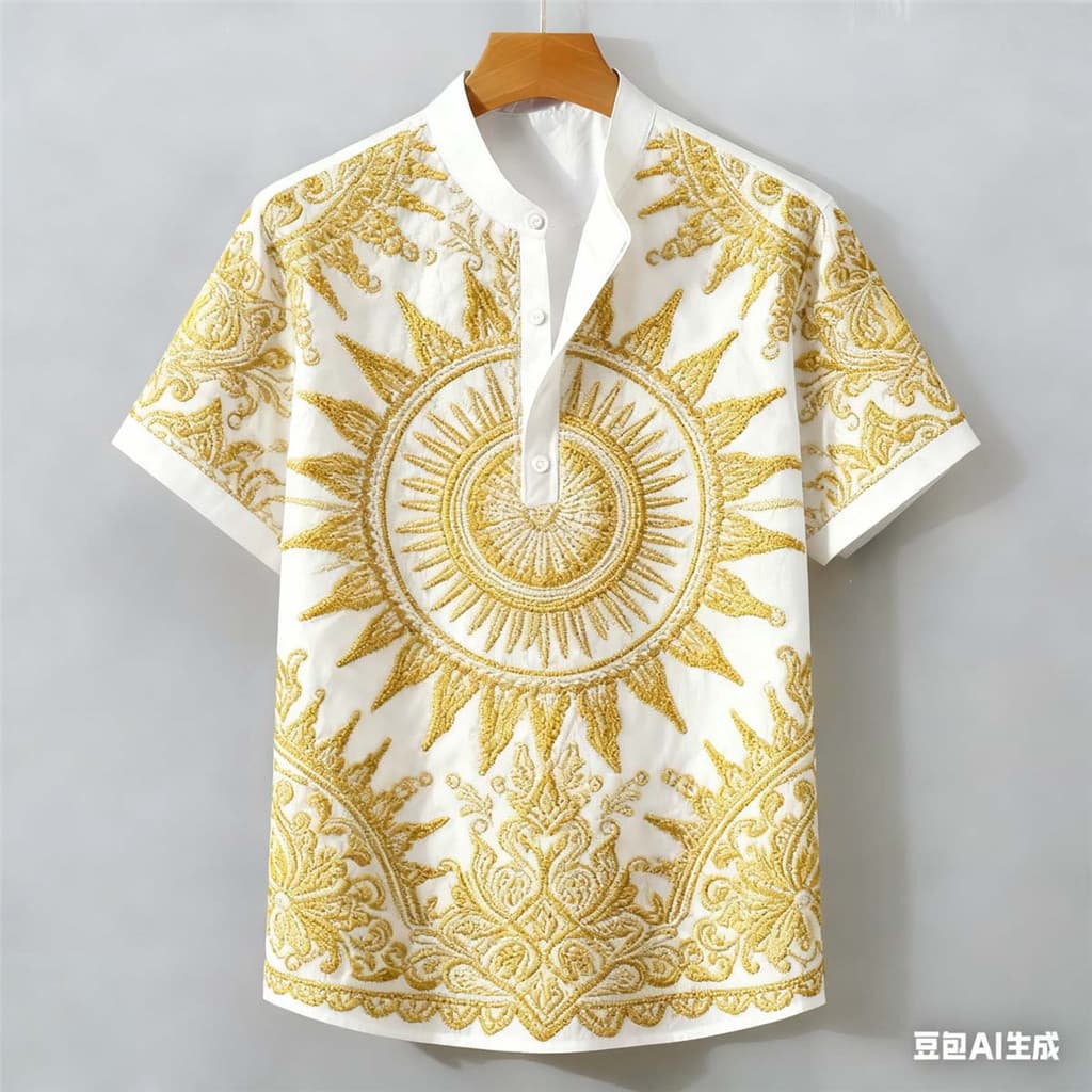 Camisa POLO Barong Masculina Para Roupas Masculinas Estilo Étnico Vintage ASEAN Topos Étnica Padrão Retro Ao Ar Livre St