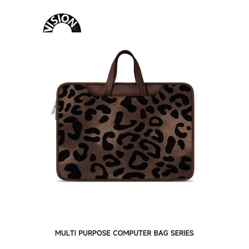 Bolsa para computador pesada com estampa de leopardo marrom V-SION adequada para Apple macbook 15: 20 cm Bolsa Shin-Chan