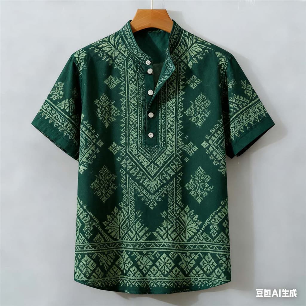 Camisa POLO Barong Masculina Para Roupas Masculinas Estilo Étnico Vintage ASEAN Topos Étnica Padrão Retro Ao Ar Livre St