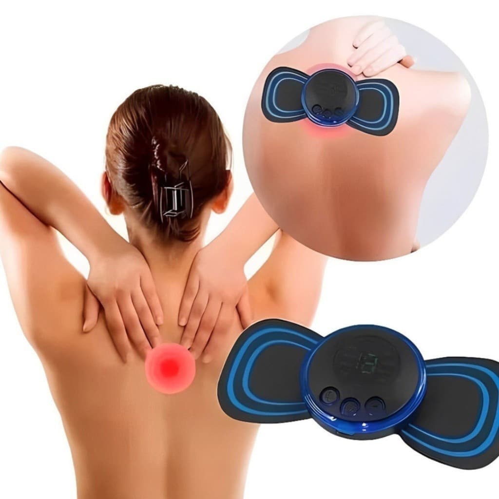 Mini Massageador Elétrico Portátil Recarregável Eletroterapia Pescoço e Perna - Bivolt