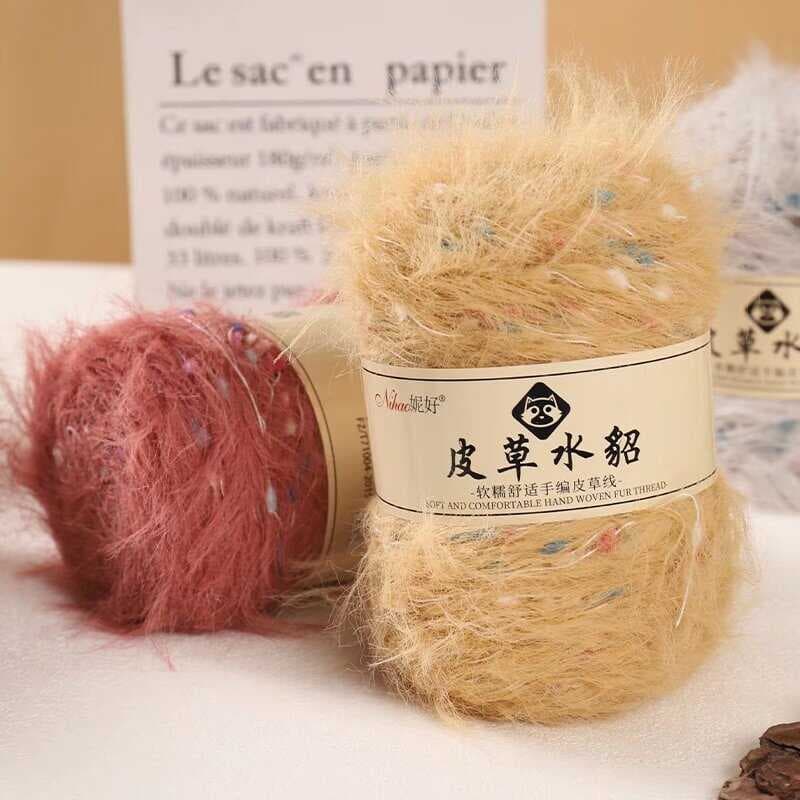 Pele de vison lã fio bola mão-malha diy Material envolto cachecol chapéu camisola jaqueta fio lã do bebê