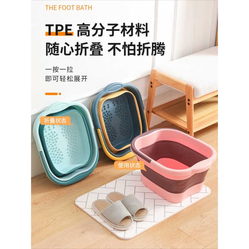 Banheira dobrável para pés, economia de espaço, massagem de plástico, lavatório para pés, grande capacidade, panturrilha