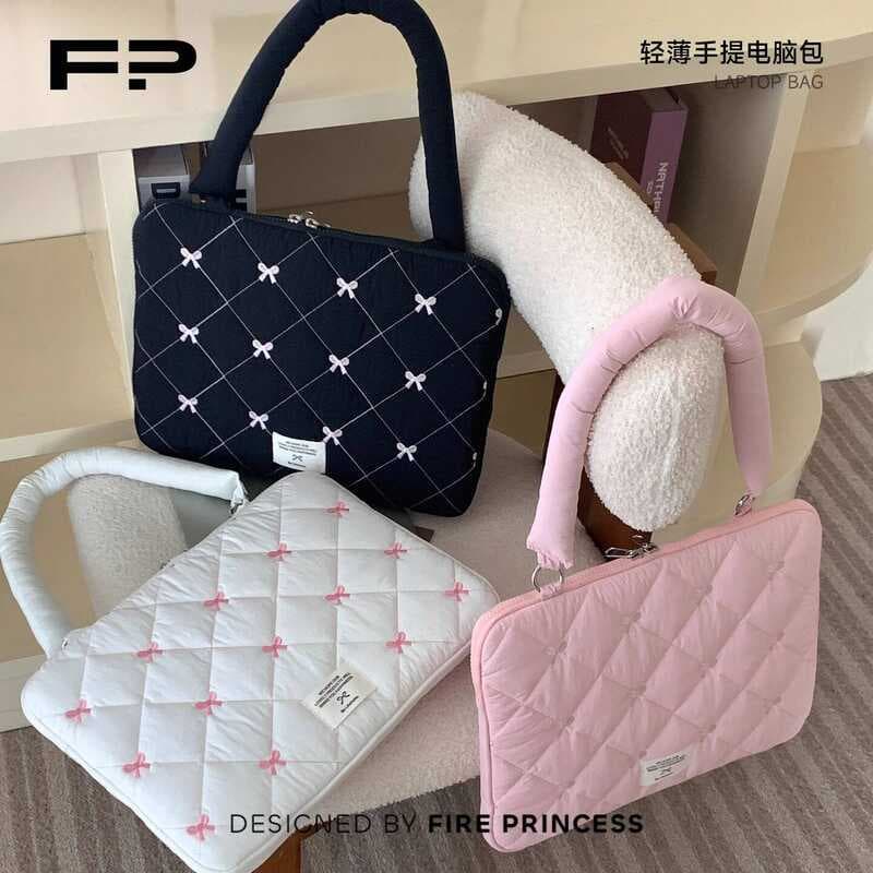 Bolsa para Laptop Fire Princess 47 cm Um Ombro 2025 Doce Coreano Ballet Bow Knot Nó de Vento Adequado para Apple macbook