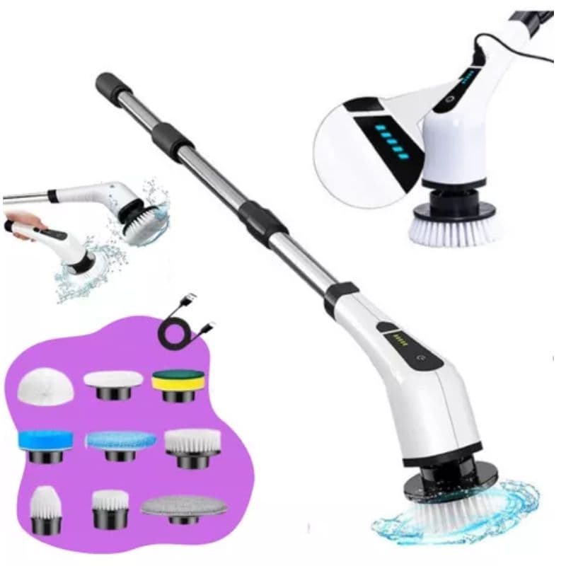 Escova de Limpeza Elétrica Rotativa Esfregão kit 9 em 1