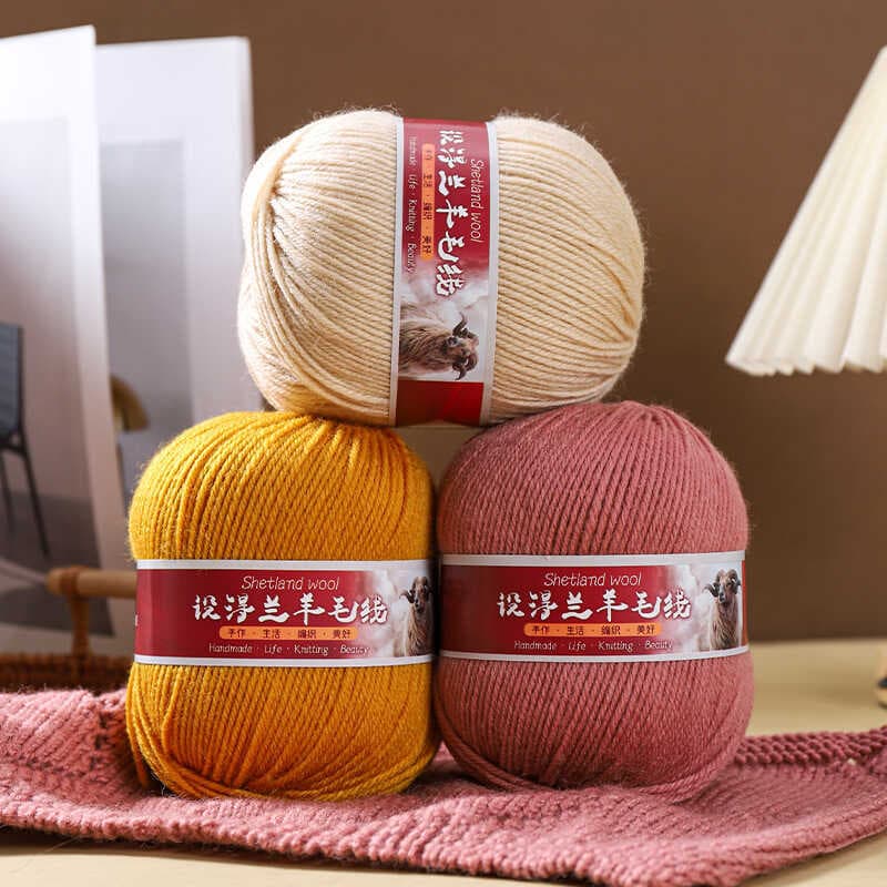 Conjunto de lã Delan médio grosso lã cheia artesanal crochê diy chapéu tricô vara agulha Jacquard camisola boneca bola d