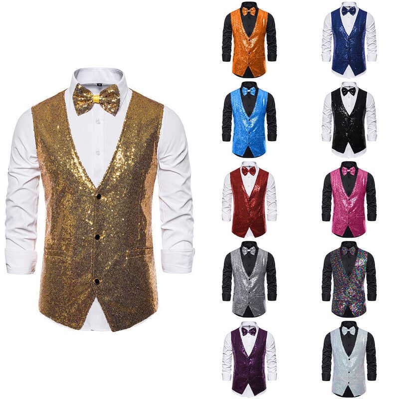 Traje de palco masculino pequeno colete de lantejoulas colete foto estúdio foto anfitrião cantor colete cerimonial