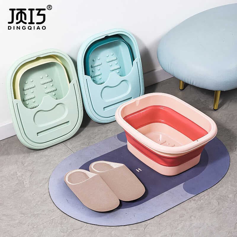 Bacia dobrável para banho de pés, portátil, espessada, banheira para pés com tampa, isolamento, lavatório para pés, cabe