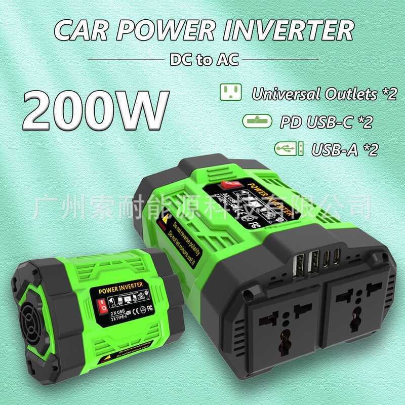 Inversor de carro 200W300W600W12V para 110V/220V com conversor USB/Tipo C de soquete duplo
