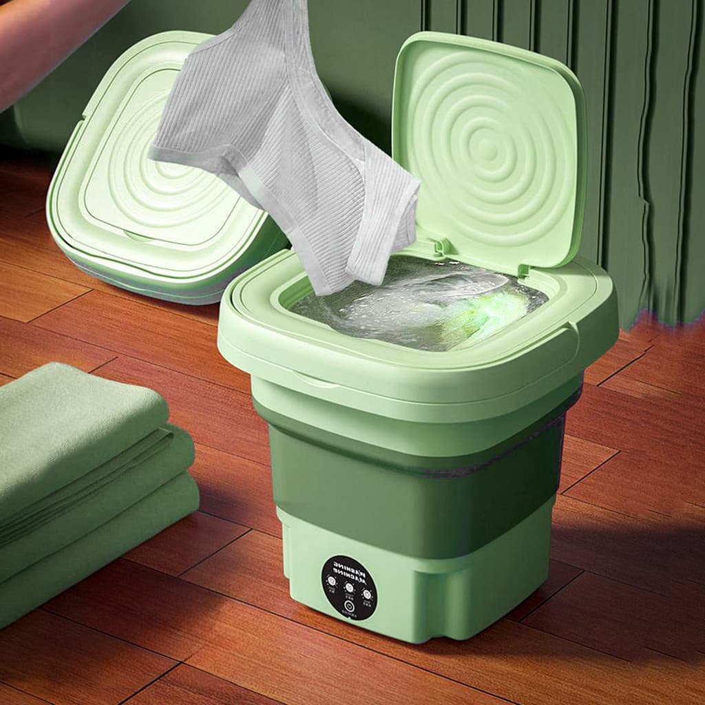 Mini Máquina de Lavar Dobrável 6,5L Portátil Verde