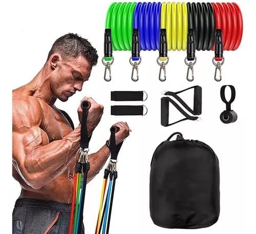 Kit Tubing 11 Peças: Elásticos de Látex para Fortalecimento Muscular e Exercícios em Casa