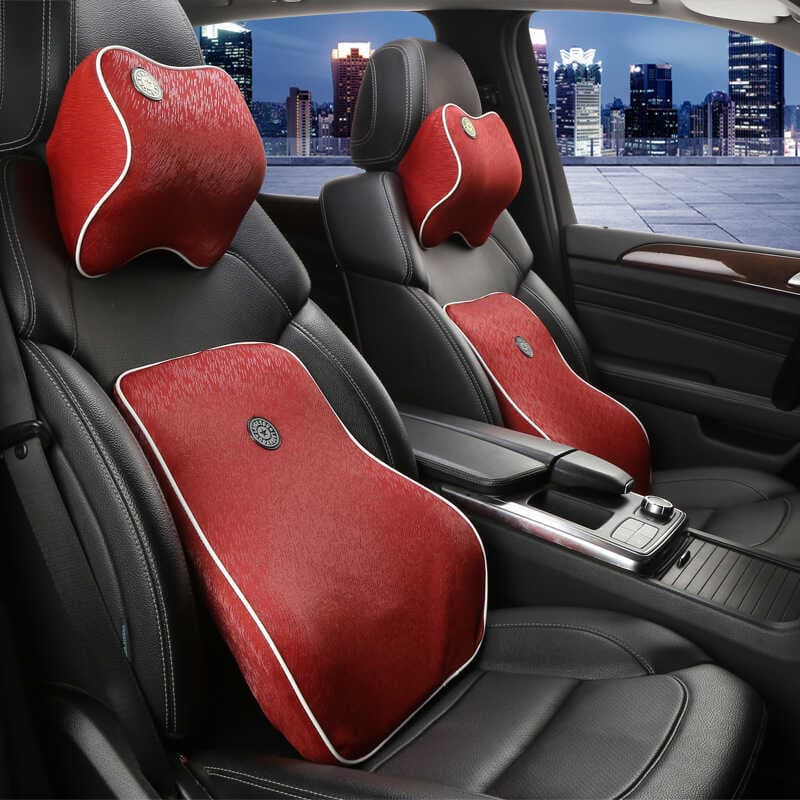 Encosto de cabeça do carro travesseiro lombar conjunto almofada espuma memória recuperação lenta proteção lombar pescoço