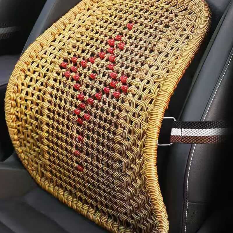 Suporte de cintura para carro, massagem, almofada lombar, respirável, seda gelada, assento bege, travesseiro lombar, tub