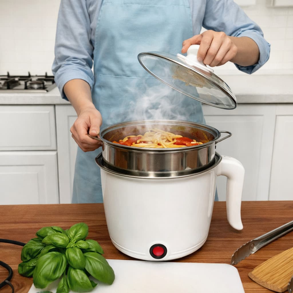 Mini Panela Para Cozinhar Arroz Elétrica Branco 110v