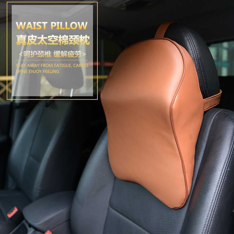 Travesseiro de couro para ombro e pescoço, encosto de cabeça para carro, travesseiro lombar para pescoço, espuma viscoel