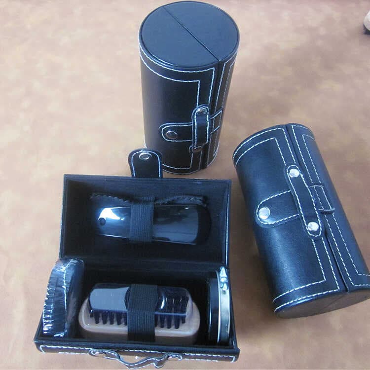 Escova de sapato de viagem conjunto de esmalte de sapato de couro saco de cuidados de sapato brilho de sapato presente e