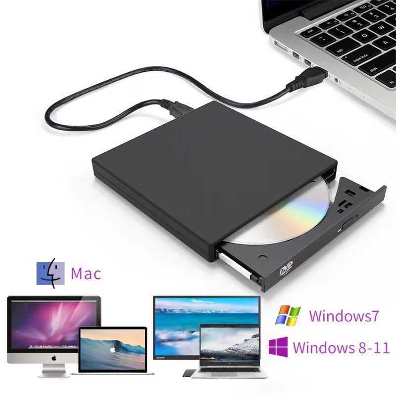 Unidade óptica USB externa, gravador de gravação de CD, DVD, reprodutor de disco, Notebook, computador externo, unidade 