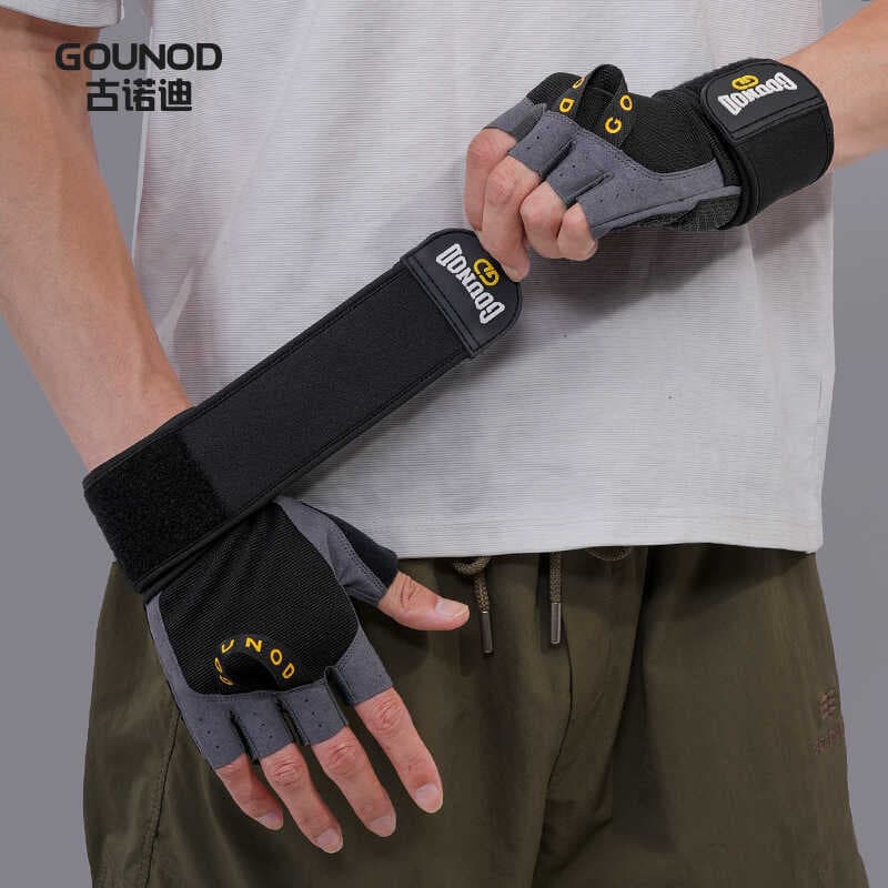 GOUNOD Fitness Luvas de meio dedo Equipamento de barra Pulseiras de levantamento de peso Treinamento Resistente ao desga