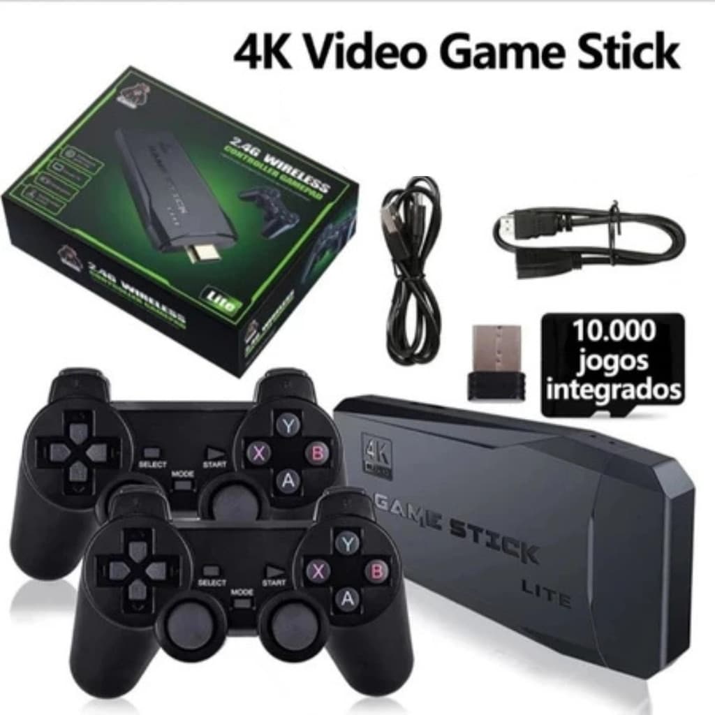 Game Stick 4K Retrô 10000 Jogos Diversão Imediata Portátil
