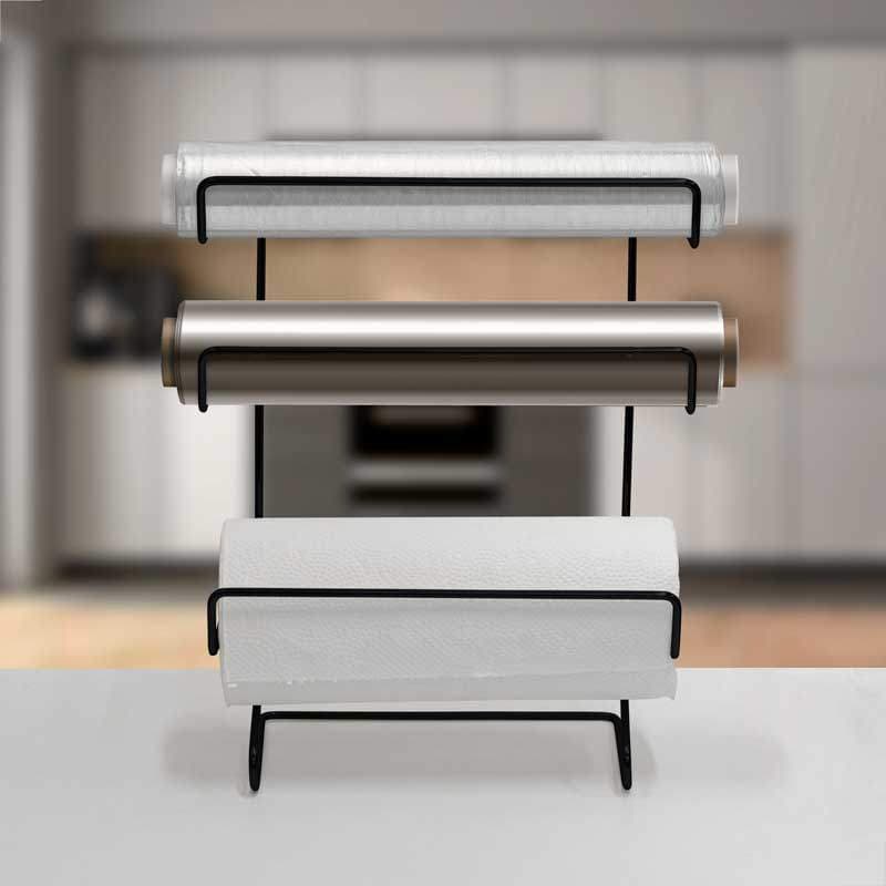 Porta Papel Toalha - Papel Alumio - Isofilm - Triplo de Bancada  - Cor Preto