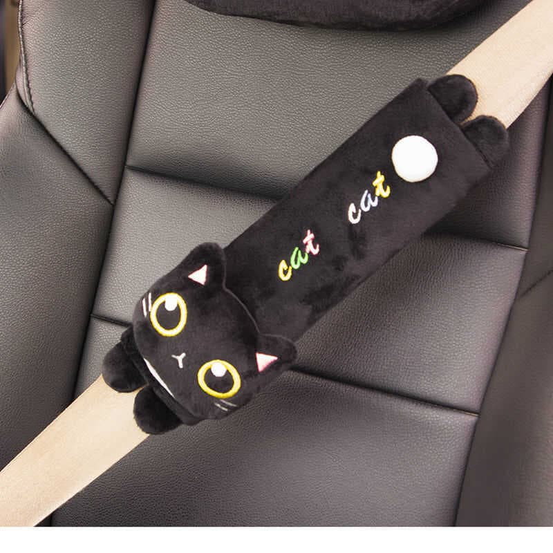 Encosto de cabeça do carro gato preto encosto de cabeça pescoço travesseiro carro dos desenhos animados travesseiro lomb