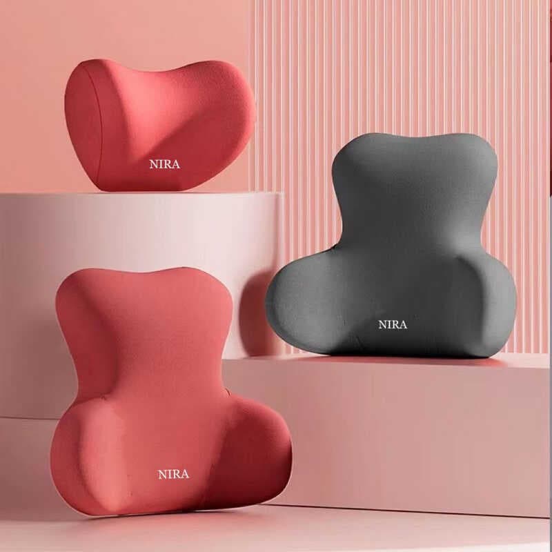 Conjunto de travesseiro lombar para encosto de cabeça de carro, travesseiro de pescoço, assento de carro, travesseiro lo