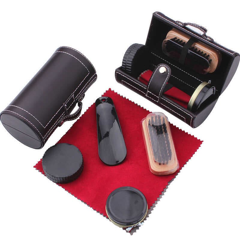 Conjunto de esmalte de sapato de couro polonês preto incolor limpeza manutenção óleo couro sapato escova ferramenta de c