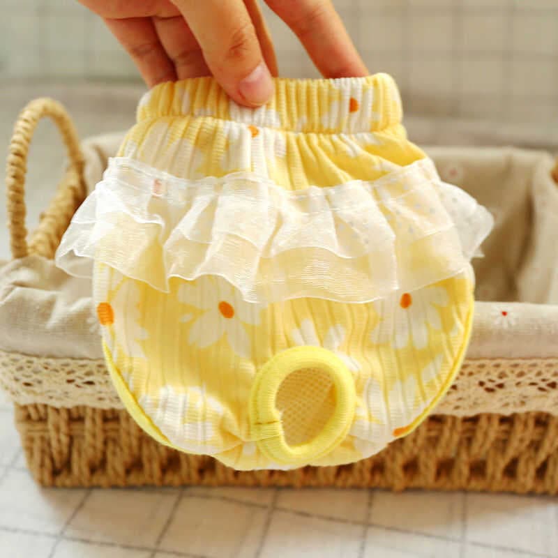 Calças fisiológicas para cães de estimação, saia fofa, guardanapo sanitário de pelúcia, calças fisiológicas para cães pe